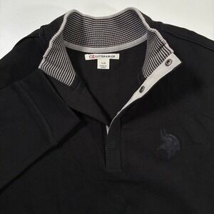 Cutter & Buck Pullover Large Black Supima Minnesota Vikings Snap Mock Golf